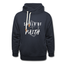 Load image into Gallery viewer, Shield of Faith Shawl Collar Hoodie - navy

