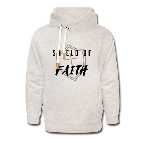 Shield of Faith Shawl Collar Hoodie - heather oatmeal