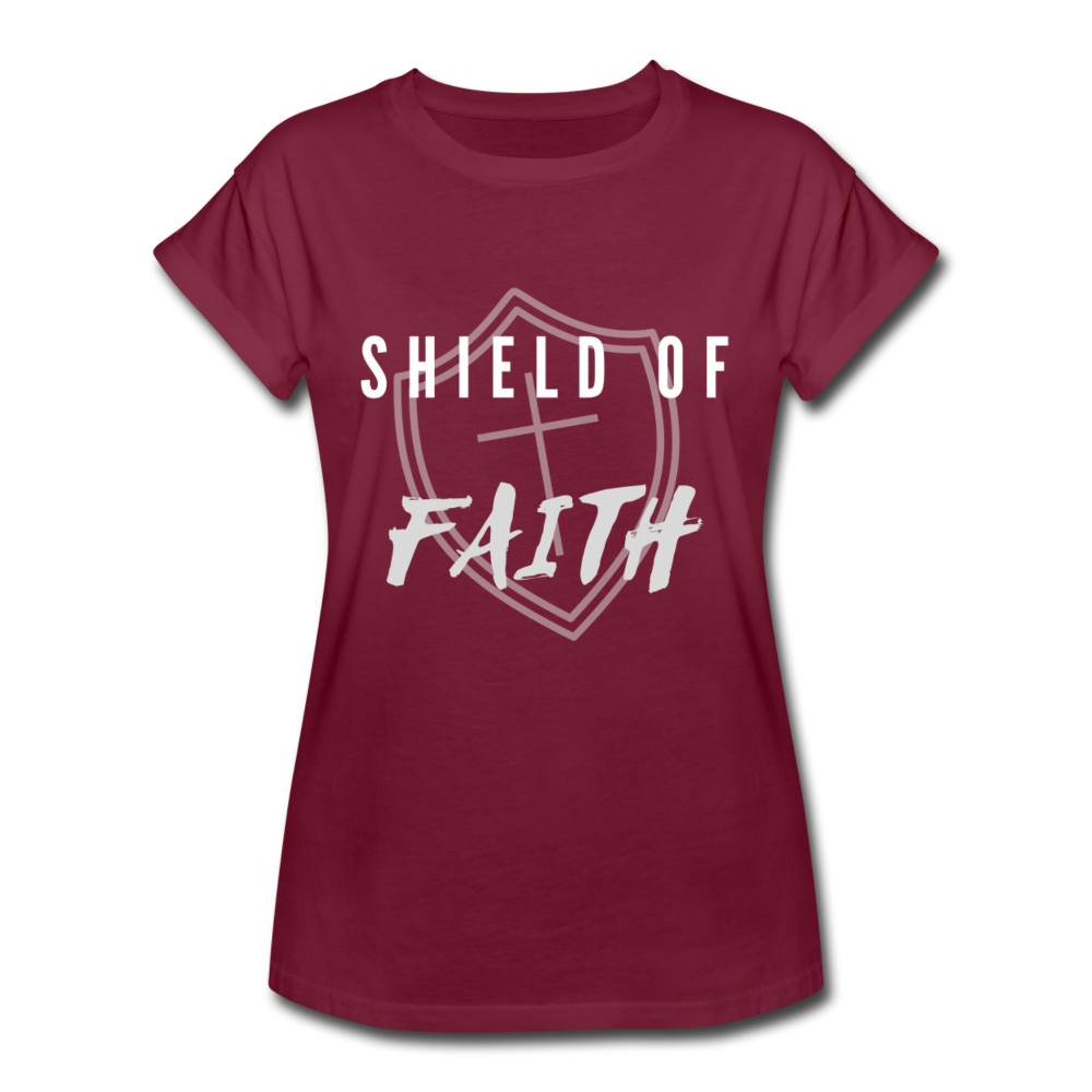 Shield of Faith Women's Relaxed Fit T-Shirt - burgundy