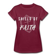 Load image into Gallery viewer, Shield of Faith Women&#39;s Relaxed Fit T-Shirt - burgundy
