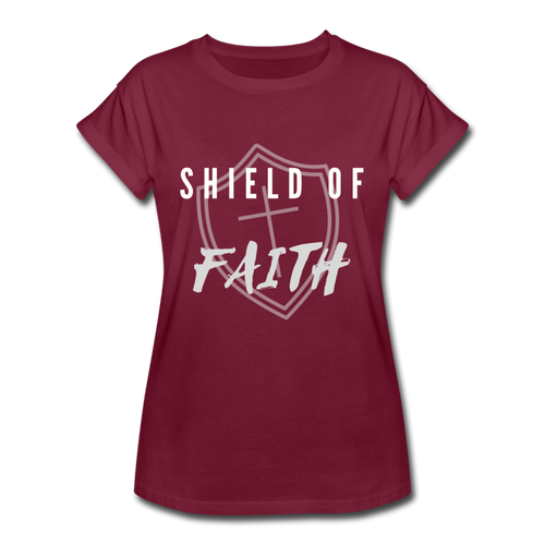 Shield of Faith Women's Relaxed Fit T-Shirt - burgundy