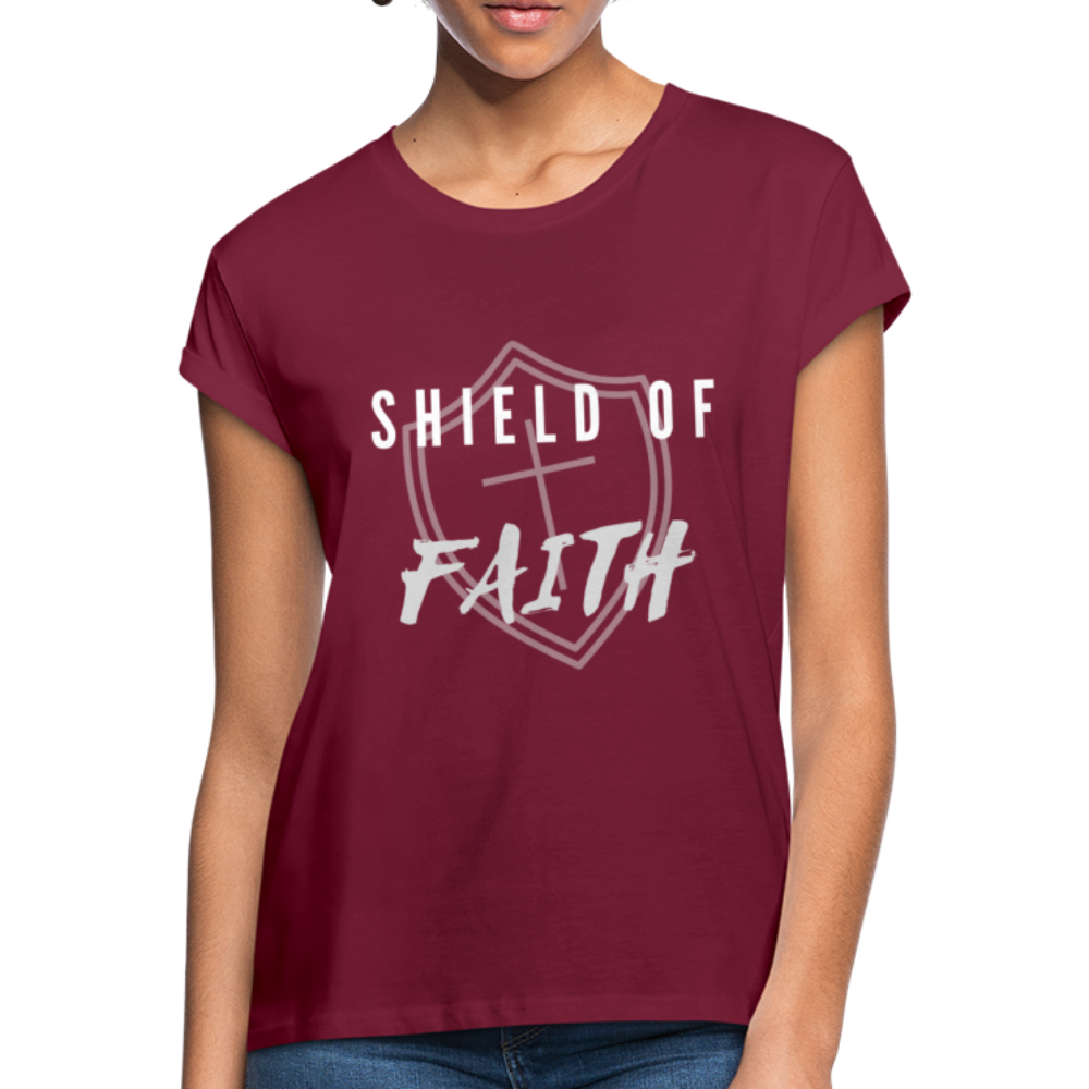 Shield of Faith Women's Relaxed Fit T-Shirt - burgundy