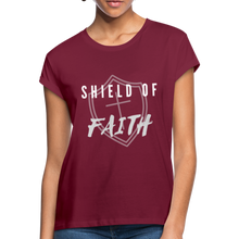 Load image into Gallery viewer, Shield of Faith Women&#39;s Relaxed Fit T-Shirt - burgundy
