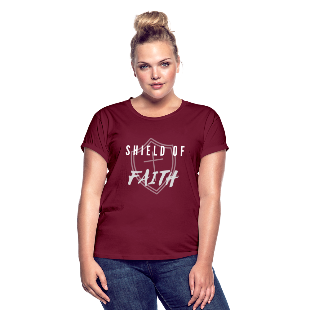 Shield of Faith Women's Relaxed Fit T-Shirt - burgundy