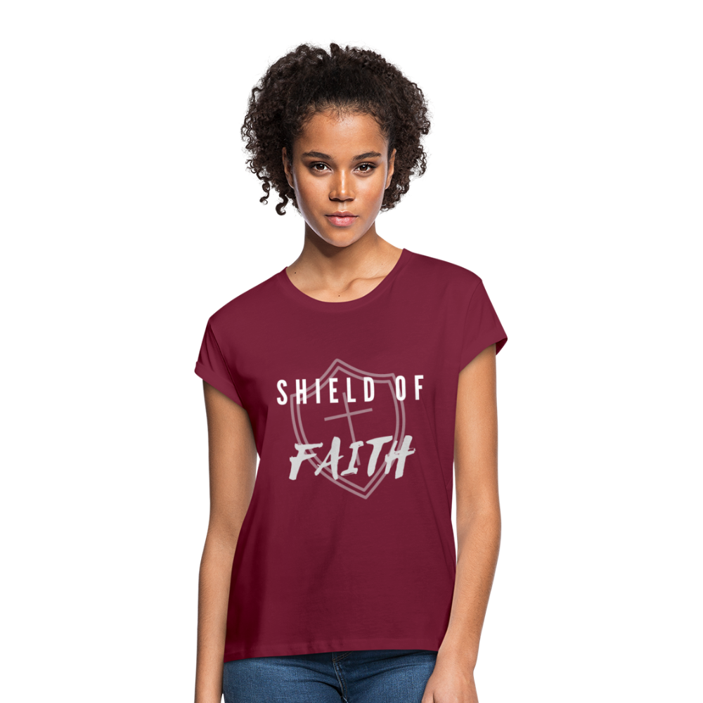 Shield of Faith Women's Relaxed Fit T-Shirt - burgundy