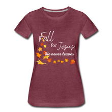 Load image into Gallery viewer, Fall For Jesus Women’s Premium T-Shirt - heather burgundy
