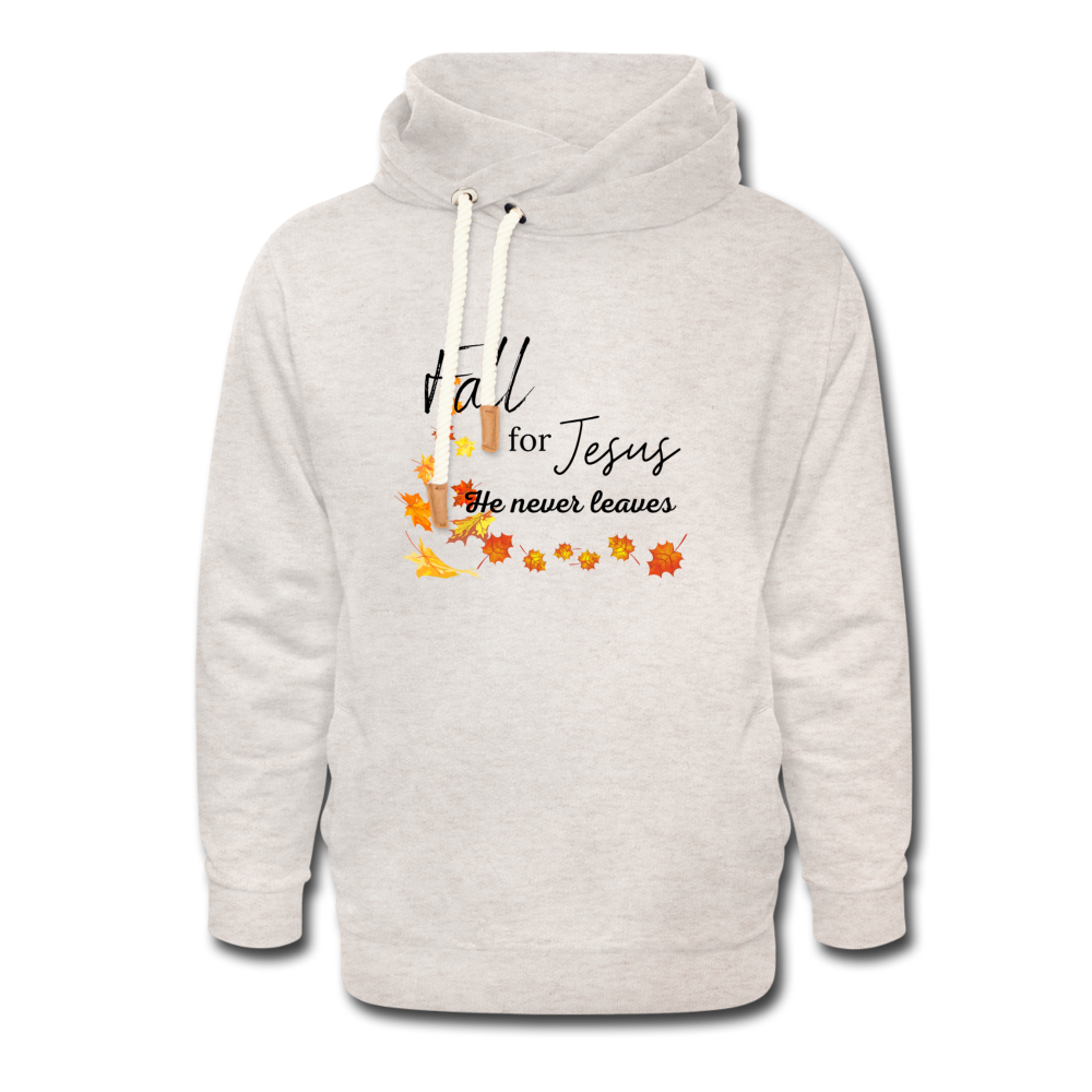 Fall For Jesus Shawl Collar Hoodie - heather oatmeal