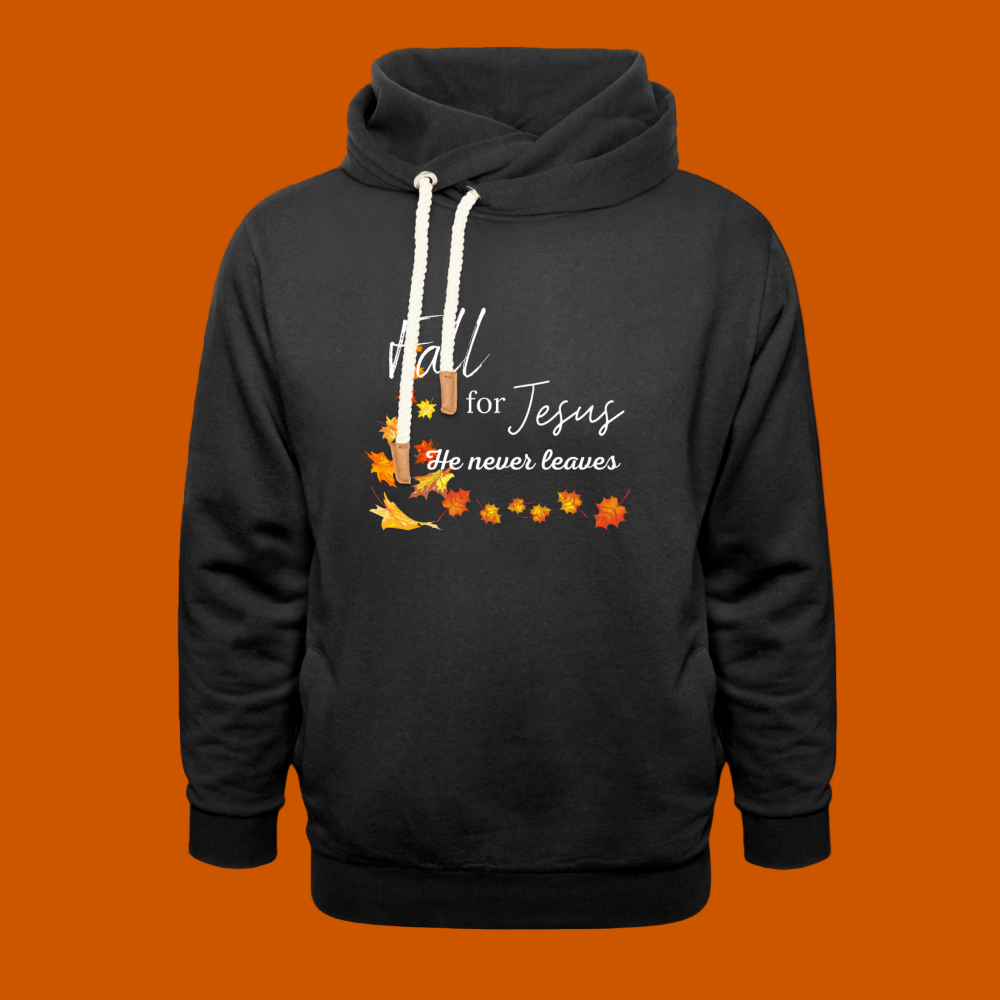 Fall For Jesus Shawl Collar Hoodie - black