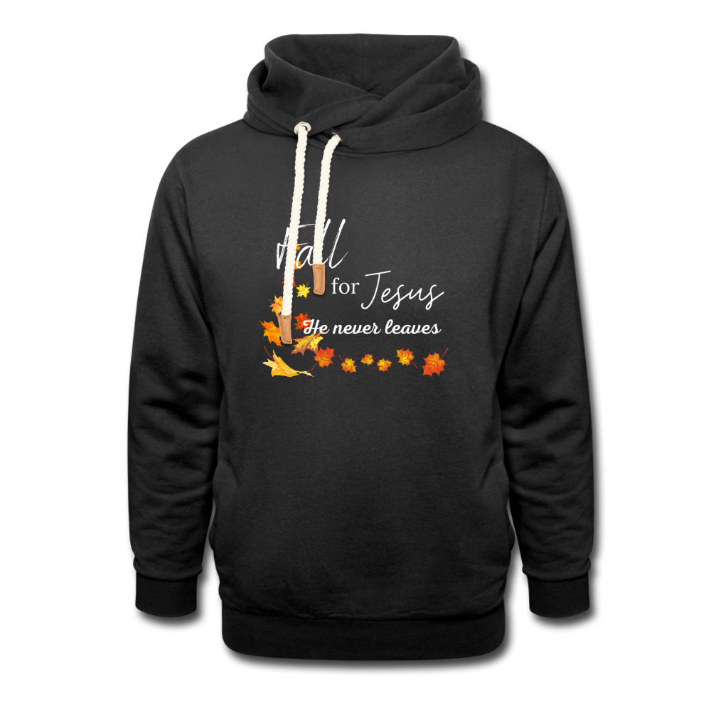 Fall For Jesus Shawl Collar Hoodie - black