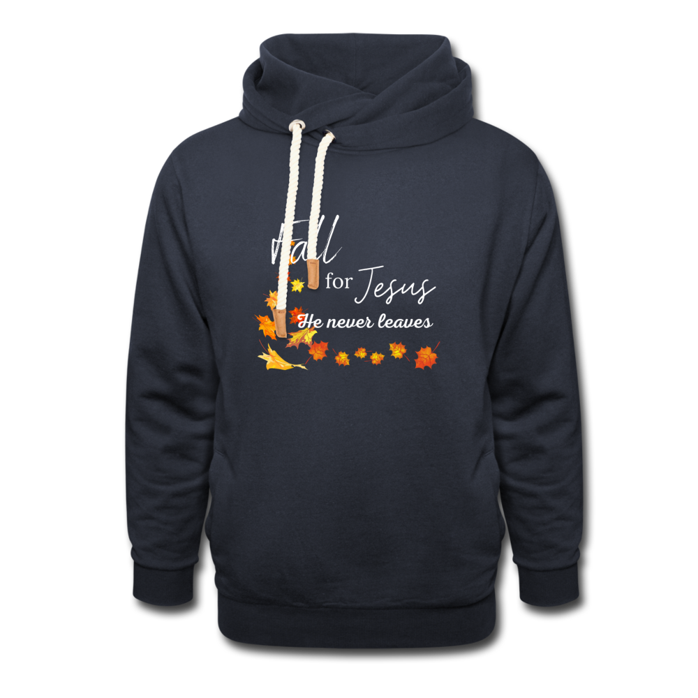 Fall For Jesus Shawl Collar Hoodie - navy