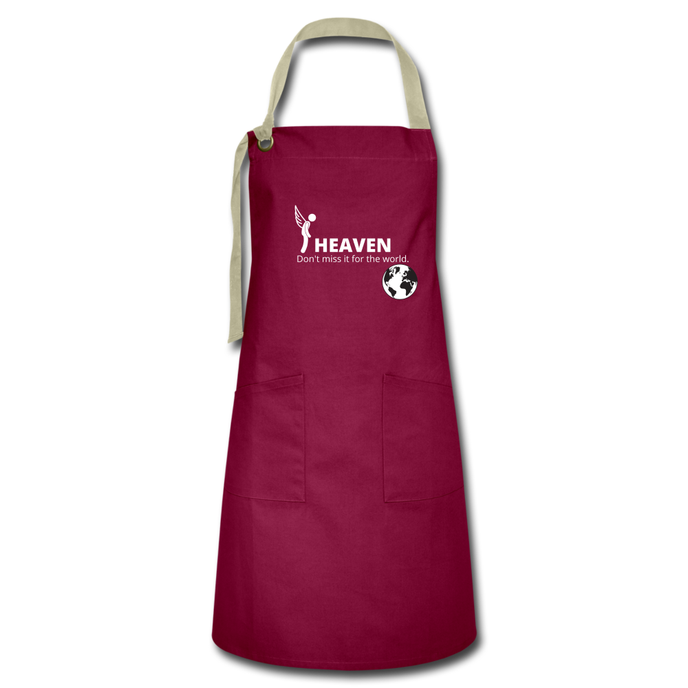 Heaven, Don't Miss It... Artisan Apron - burgundy/khaki