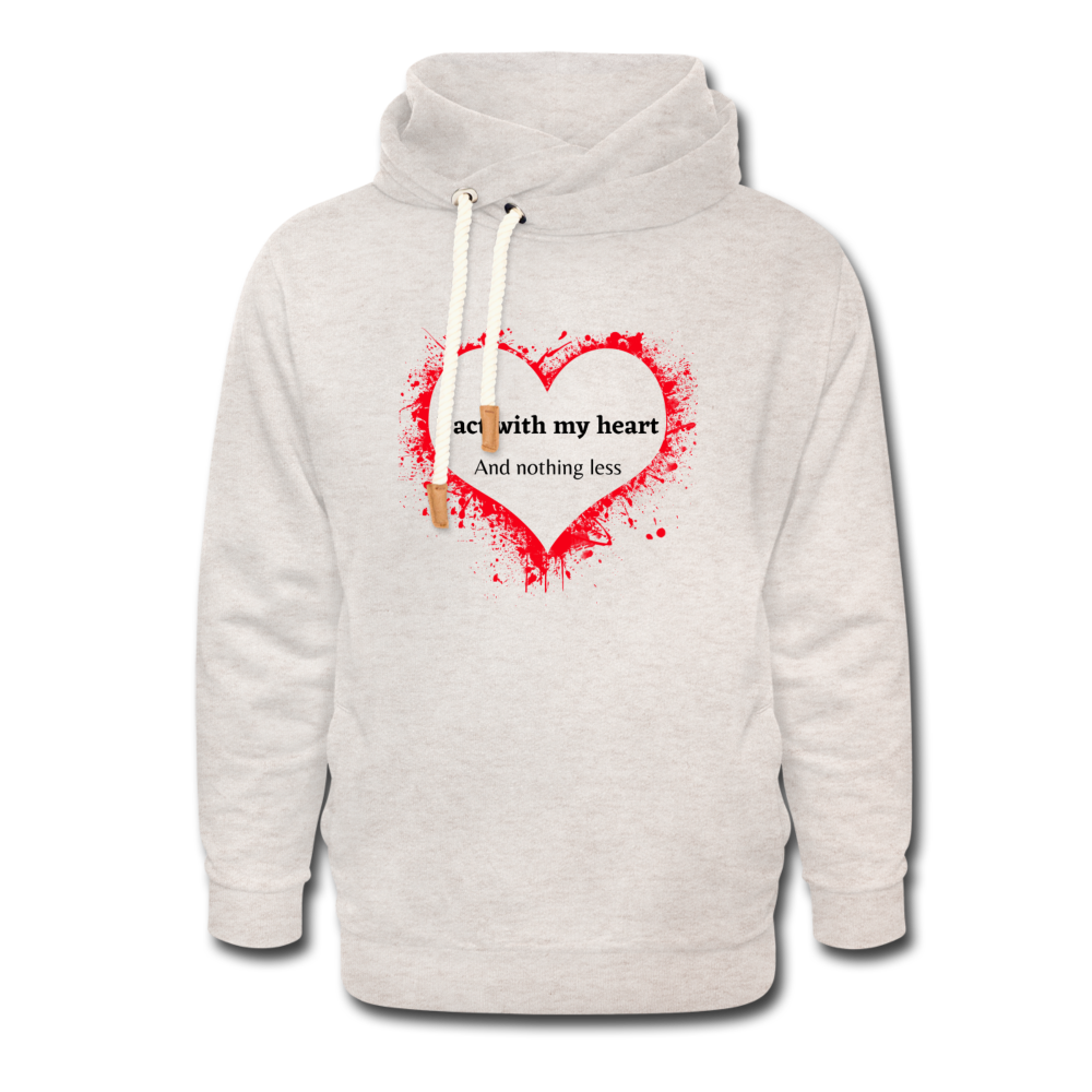 Act With Heart Shawl Collar Hoodie - heather oatmeal