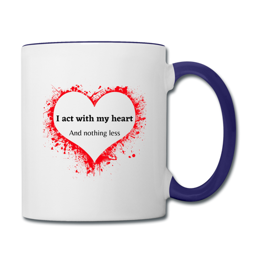 Act With Heart Contrast Coffee Mug - white/cobalt blue