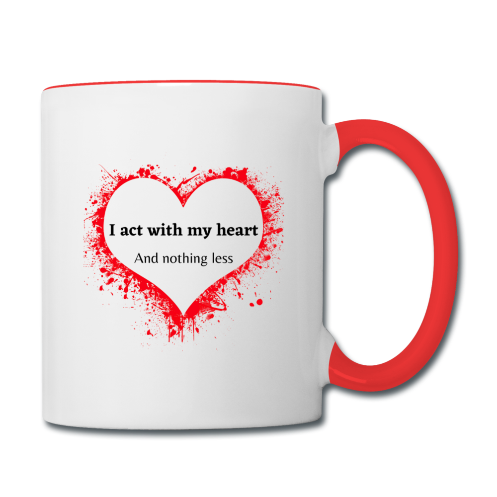 Act With Heart Contrast Coffee Mug - white/red