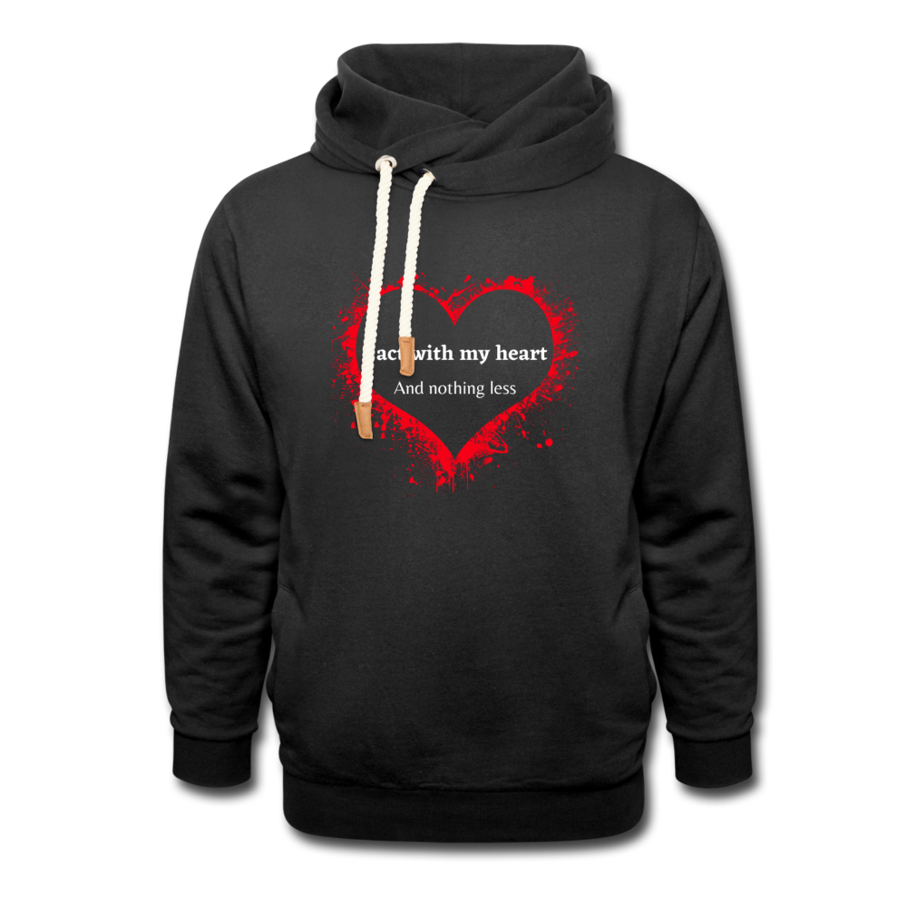 Act With Heart Shawl Collar Hoodie - black