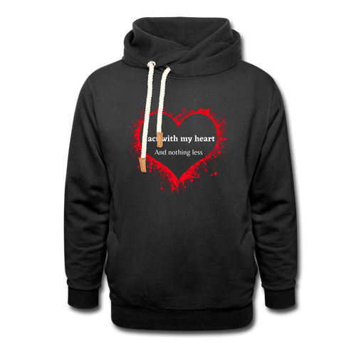 Act With Heart Shawl Collar Hoodie - black