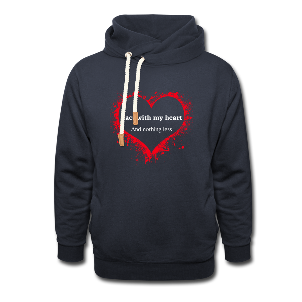 Act With Heart Shawl Collar Hoodie - navy