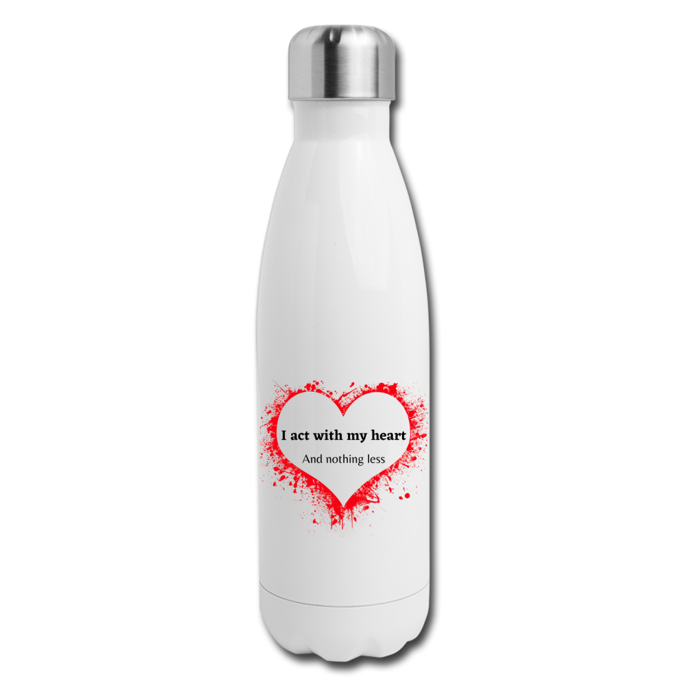 Act With Heart Insulated Stainless Steel Water Bottle - white