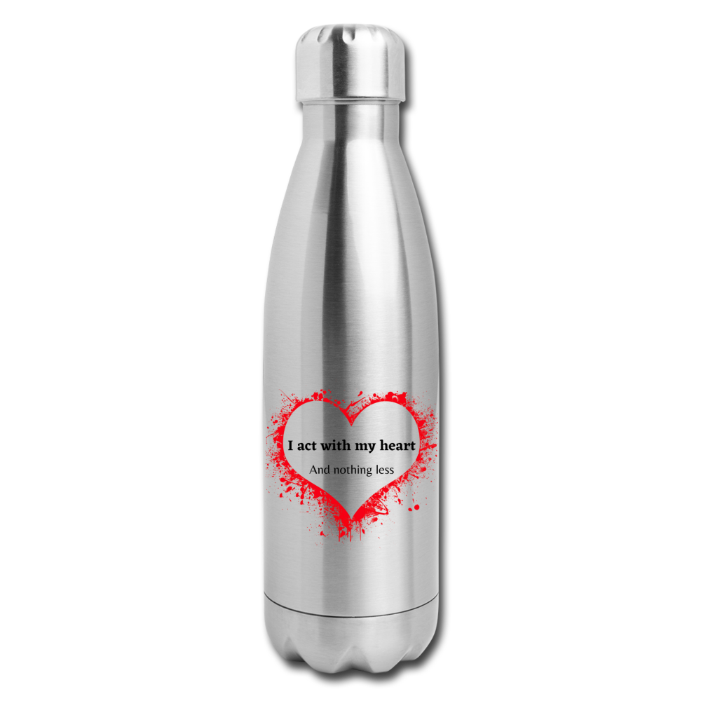 Act With Heart Insulated Stainless Steel Water Bottle - silver