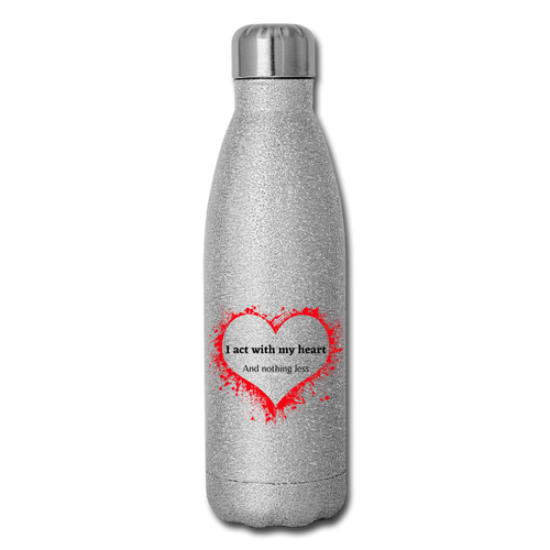 Act With Heart Insulated Stainless Steel Water Bottle - silver glitter