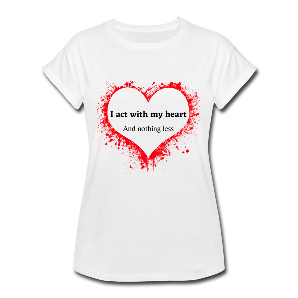 Act With Heart Women's Relaxed Fit T-Shirt - white