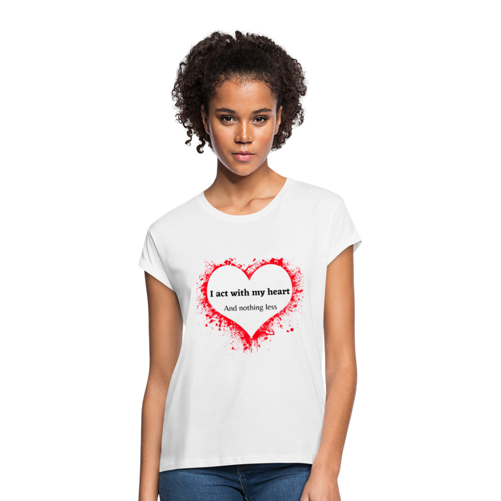 Act With Heart Women's Relaxed Fit T-Shirt - white