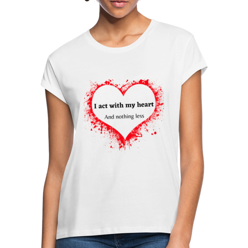 Act With Heart Women's Relaxed Fit T-Shirt - white